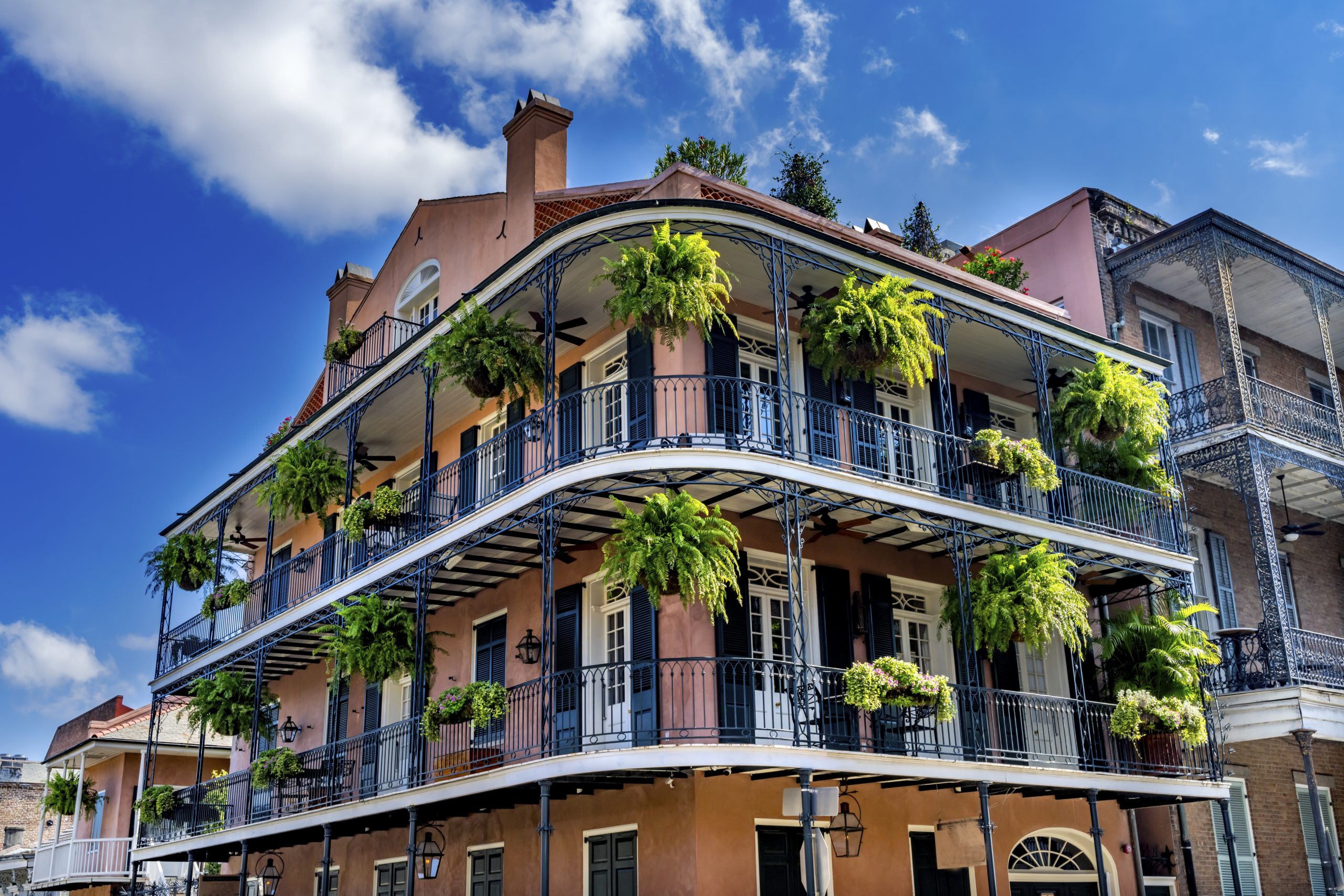 Old Building in French Quarter on Dumaine Street in New Orleans, Louisiana