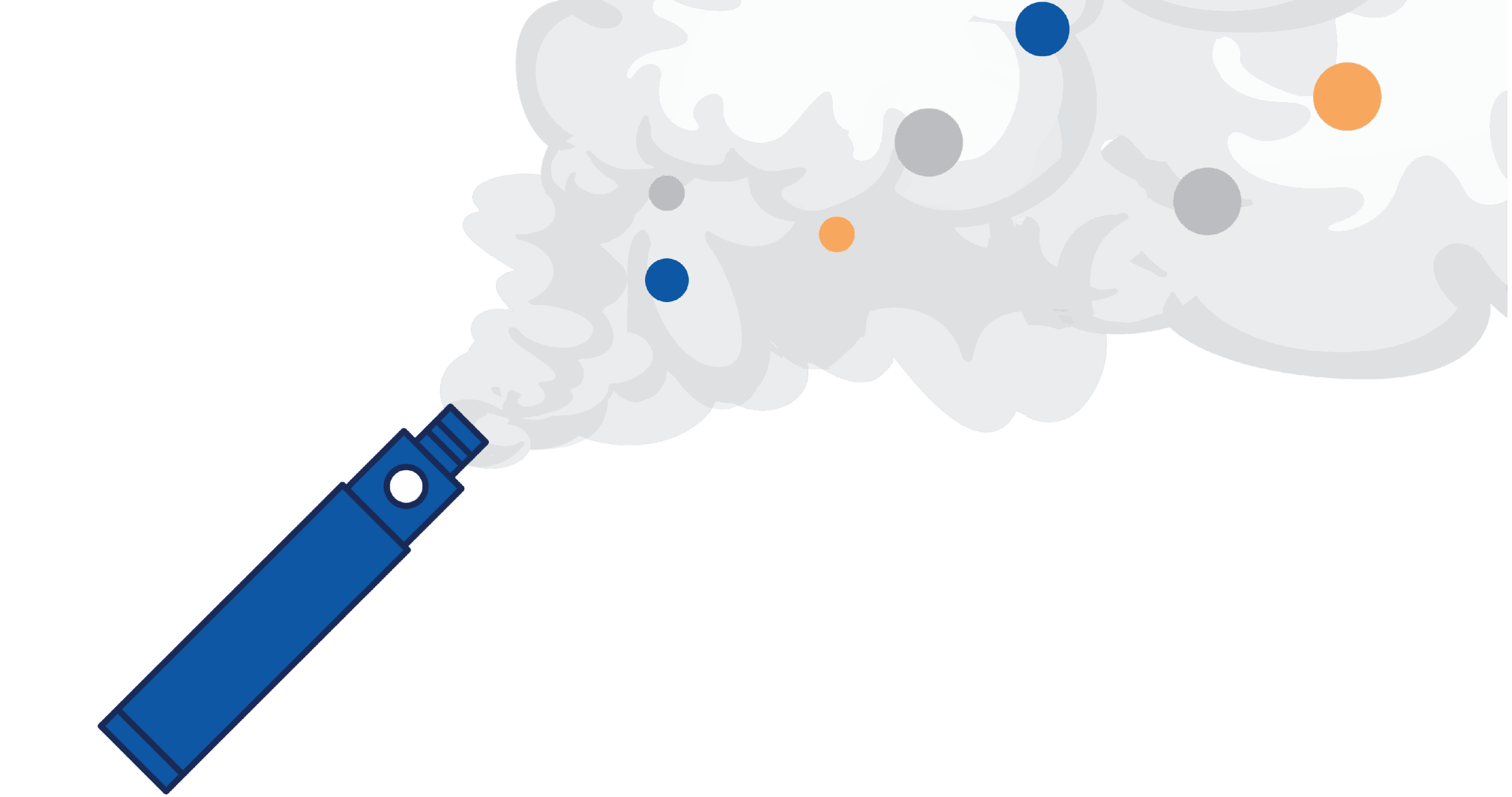 Illustration of a vape and its emissions.