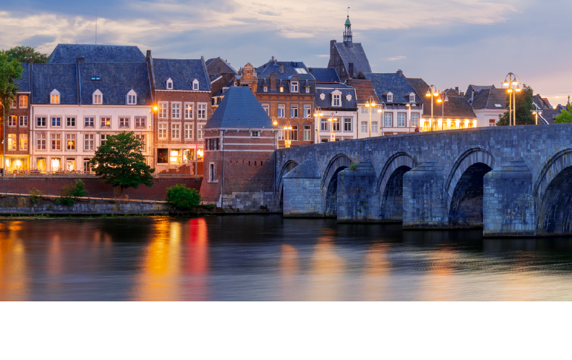 Image of the Sint Servaas bridge over the Meuse river( Maas) in the city center of Maastricht, Netherlands.