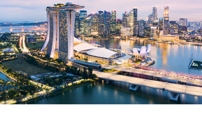 Aerial view of the skyline of Singapore